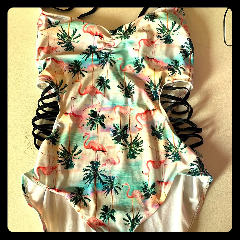 Flamingo one piece swimsuit